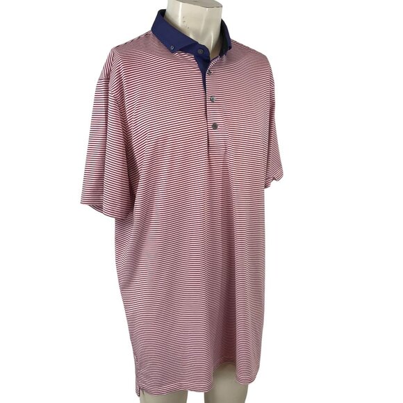 GREYSON - MEN'S XL - RED STRIPES SHORT SLEEVE COLLARED POLO GOLF SHIRT - Picture 1 of 6